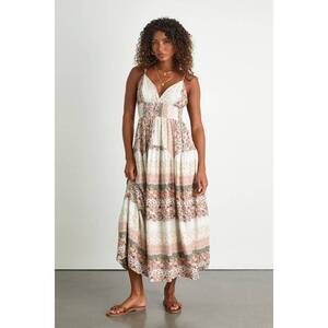 Lulus Aralline Ivory Boho Floral Sleeveless Maxi Dress White - Size M